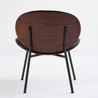 Chaise Coque Mid-Century Moderne Chaise d'appoint Piétement Trépied en Cuir Noir Fauteuil de Salon Finition Noyer Dossier Confortable