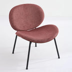 Chaise Coque Mid-Century Moderne Chaise d'appoint Piétement Trépied en Cuir Noir Fauteuil de Salon Finition Noyer Dossier Confortable