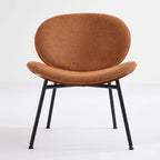 Chaise Coque Mid-Century Moderne Chaise d'appoint Piétement Trépied en Cuir Noir Fauteuil de Salon Finition Noyer Dossier Confortable