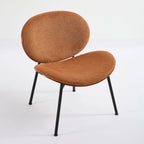 Chaise Coque Mid-Century Moderne Chaise d'appoint Piétement Trépied en Cuir Noir Fauteuil de Salon Finition Noyer Dossier Confortable
