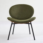 Chaise Coque Mid-Century Moderne Chaise d'appoint Piétement Trépied en Cuir Noir Fauteuil de Salon Finition Noyer Dossier Confortable