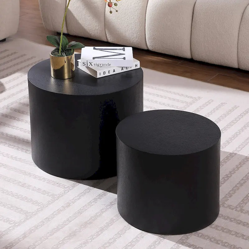 Lot de tables gigognes rondes, tables basses et d'appoint, aucun assemblage requis