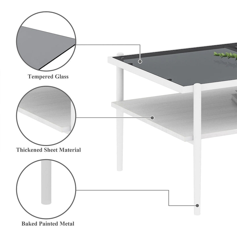 Ensemble de 3 tables basses et tables d'appoint, Table en verre trempé avec couche en MDF, Tables modernes pour salon, Verre gris