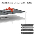 Ensemble de 3 tables basses et tables d'appoint, Table en verre trempé avec couche en MDF, Tables modernes pour salon, Verre gris