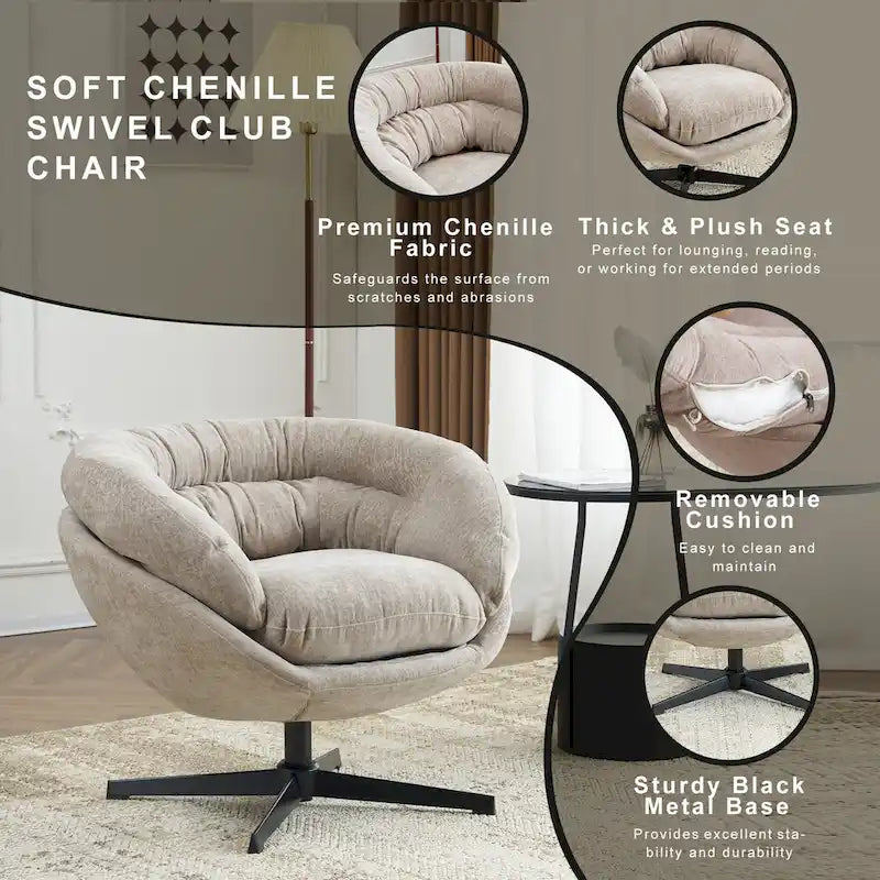 Fauteuil pivotant de club en chenille
