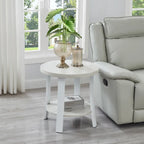 Table d'appoint contemporaine en bois rond avec étagère pour chambre ou salon