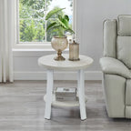 Table d'appoint contemporaine en bois rond avec étagère pour chambre ou salon