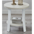 Table d'appoint contemporaine en bois rond avec étagère pour chambre ou salon