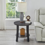 Table d'appoint contemporaine en bois rond avec étagère pour chambre ou salon