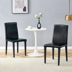 Lot de 2 chaises de salle à manger en cuir, chaises d'appoint sans accoudoirs à dossier haut, chaises à coussin souple avec pieds en métal pour salon et cuisine