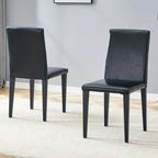 Lot de 2 chaises de salle à manger en cuir, chaises d'appoint sans accoudoirs à dossier haut, chaises à coussin souple avec pieds en métal pour salon et cuisine