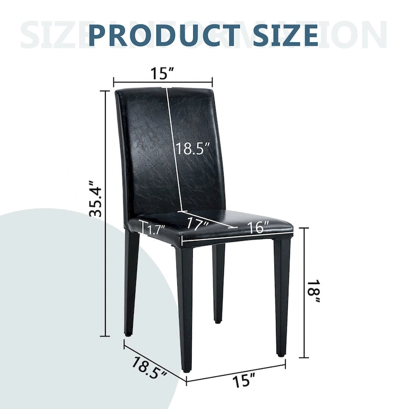 Lot de 2 chaises de salle à manger en cuir, chaises d'appoint sans accoudoirs à dossier haut, chaises à coussin souple avec pieds en métal pour salon et cuisine