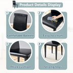 Lot de 2 chaises de salle à manger en cuir, chaises d'appoint sans accoudoirs à dossier haut, chaises à coussin souple avec pieds en métal pour salon et cuisine
