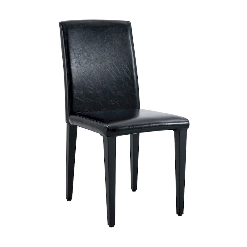 Lot de 2 chaises de salle à manger en cuir, chaises d'appoint sans accoudoirs à dossier haut, chaises à coussin souple avec pieds en métal pour salon et cuisine
