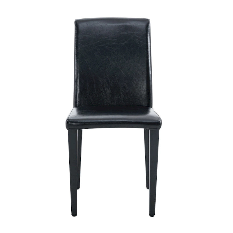 Lot de 2 chaises de salle à manger en cuir, chaises d'appoint sans accoudoirs à dossier haut, chaises à coussin souple avec pieds en métal pour salon et cuisine
