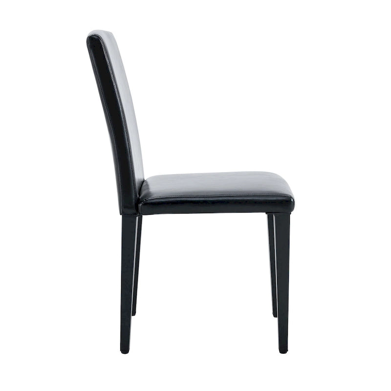 Lot de 2 chaises de salle à manger en cuir, chaises d'appoint sans accoudoirs à dossier haut, chaises à coussin souple avec pieds en métal pour salon et cuisine