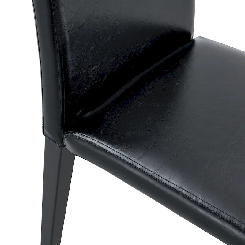 Lot de 2 chaises de salle à manger en cuir, chaises d'appoint sans accoudoirs à dossier haut, chaises à coussin souple avec pieds en métal pour salon et cuisine