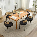 Chaises de salle à manger modernes du milieu du siècle, chaise d'appoint en métal recouverte de bouclette avec dossier en rotin cannage, lot de 2