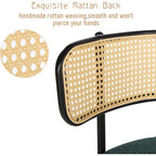Chaises de salle à manger modernes du milieu du siècle, chaise d'appoint en métal recouverte de bouclette avec dossier en rotin cannage, lot de 2