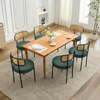 Chaises de salle à manger modernes du milieu du siècle, chaise d'appoint en métal recouverte de bouclette avec dossier en rotin cannage, lot de 2