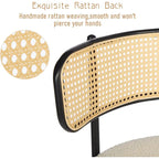 Chaises de salle à manger modernes du milieu du siècle, chaise d'appoint en métal recouverte de bouclette avec dossier en rotin cannage, lot de 2