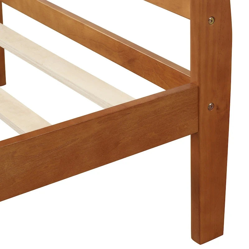 Lit plateforme en bois - Lit jumeau - Sommier tapissier - Lit traîneau avec tête de lit/pied de lit/support à lattes en bois