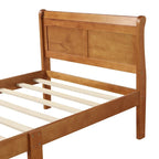 Lit plateforme en bois - Lit jumeau - Sommier tapissier - Lit traîneau avec tête de lit/pied de lit/support à lattes en bois