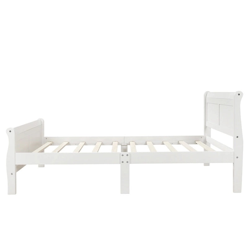 Lit plateforme en bois - Lit jumeau - Sommier tapissier - Lit traîneau avec tête de lit/pied de lit/support à lattes en bois