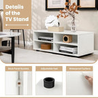 Meuble TV Console Média avec 4 Compartiments et Étagères Réglables - 42 pouces