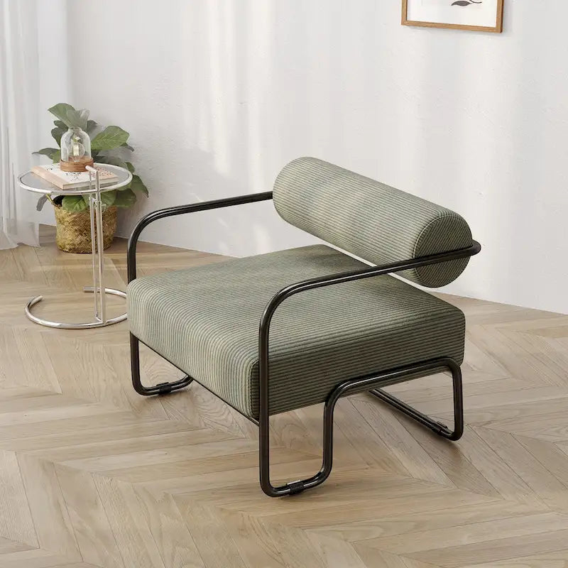 Fauteuil d'appoint en velours côtelé avec cadre en fer pour salon