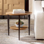 Table d'appoint ronde à 2 niveaux - 26,5 - Marron
