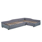 Lit de repos double avec tiroir, cadre de lit en bois, double gigogne rembourré, pas besoin de sommier tapissier pour adolescents