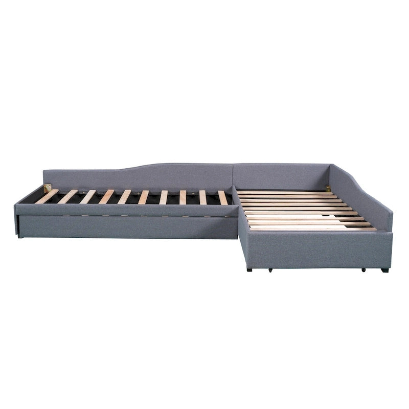 Lit de repos double avec tiroir, cadre de lit en bois, double gigogne rembourré, pas besoin de sommier tapissier pour adolescents