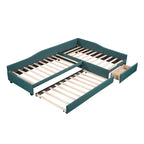 Lit de repos double avec tiroir, cadre de lit en bois, double gigogne rembourré, pas besoin de sommier tapissier pour adolescents