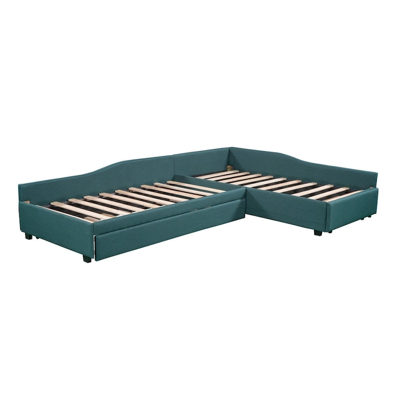 Lit de repos double avec tiroir, cadre de lit en bois, double gigogne rembourré, pas besoin de sommier tapissier pour adolescents