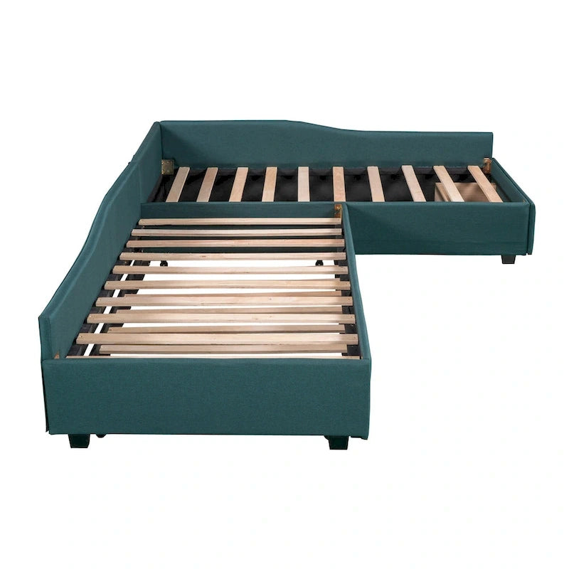 Lit de repos double avec tiroir, cadre de lit en bois, double gigogne rembourré, pas besoin de sommier tapissier pour adolescents