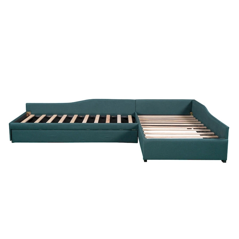 Lit de repos double avec tiroir, cadre de lit en bois, double gigogne rembourré, pas besoin de sommier tapissier pour adolescents