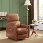 Fauteuil inclinable électrique pivotant et coulissant en similicuir avec soutien lombaire et port USB