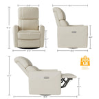 Fauteuil inclinable électrique pivotant et coulissant en similicuir avec soutien lombaire et port USB