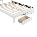 Lit plateforme capitonné avec tête de lit tuftée, LED et deux tiroirs pour chambre à coucher