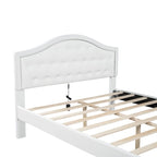 Lit plateforme capitonné avec tête de lit tuftée, LED et deux tiroirs pour chambre à coucher