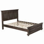 Lit plateforme King Size marron de style traditionnel en pin avec support à lattes en bois pour chambre à coucher