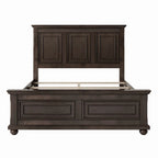 Lit plateforme King Size marron de style traditionnel en pin avec support à lattes en bois pour chambre à coucher
