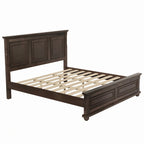 Lit plateforme King Size marron de style traditionnel en pin avec support à lattes en bois pour chambre à coucher