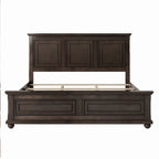 Lit plateforme King Size marron de style traditionnel en pin avec support à lattes en bois pour chambre à coucher