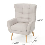 Chaise haute tapissée à dossier haut de 32,5 moderne avec capitonnage et pieds en bois d'hévéa