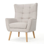 Chaise haute tapissée à dossier haut de 32,5 moderne avec capitonnage et pieds en bois d'hévéa