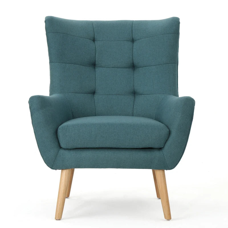 Chaise haute tapissée à dossier haut de 32,5 moderne avec capitonnage et pieds en bois d'hévéa