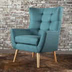 Chaise haute tapissée à dossier haut de 32,5 moderne avec capitonnage et pieds en bois d'hévéa