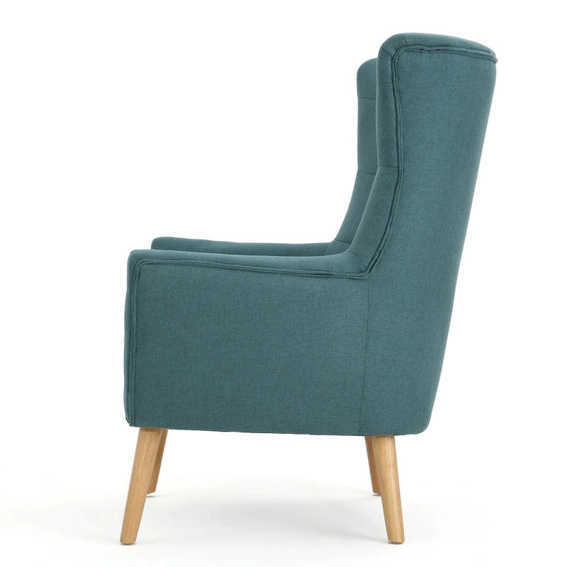 Chaise haute tapissée à dossier haut de 32,5 moderne avec capitonnage et pieds en bois d'hévéa